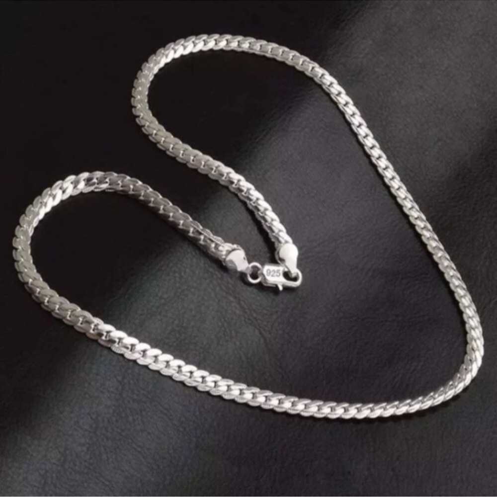 S925 Sterling Silver 45cm 5MM Full Sideways Chain Necklace - Picture 6 of 8